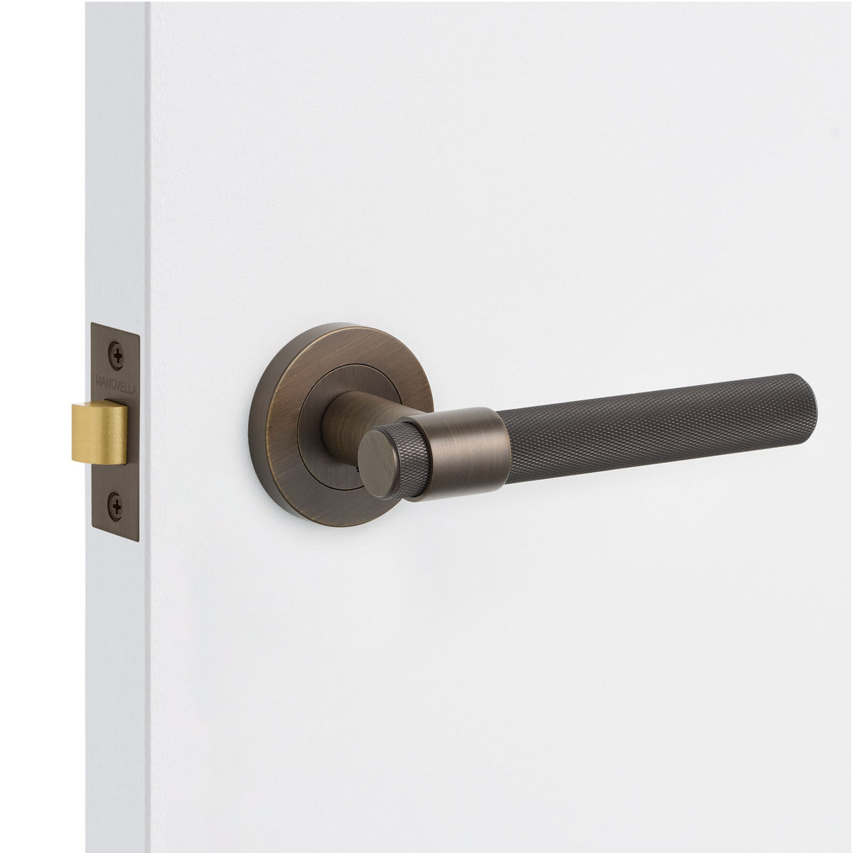 Aged Brass Knurled Passage Door Handle - Rosedale