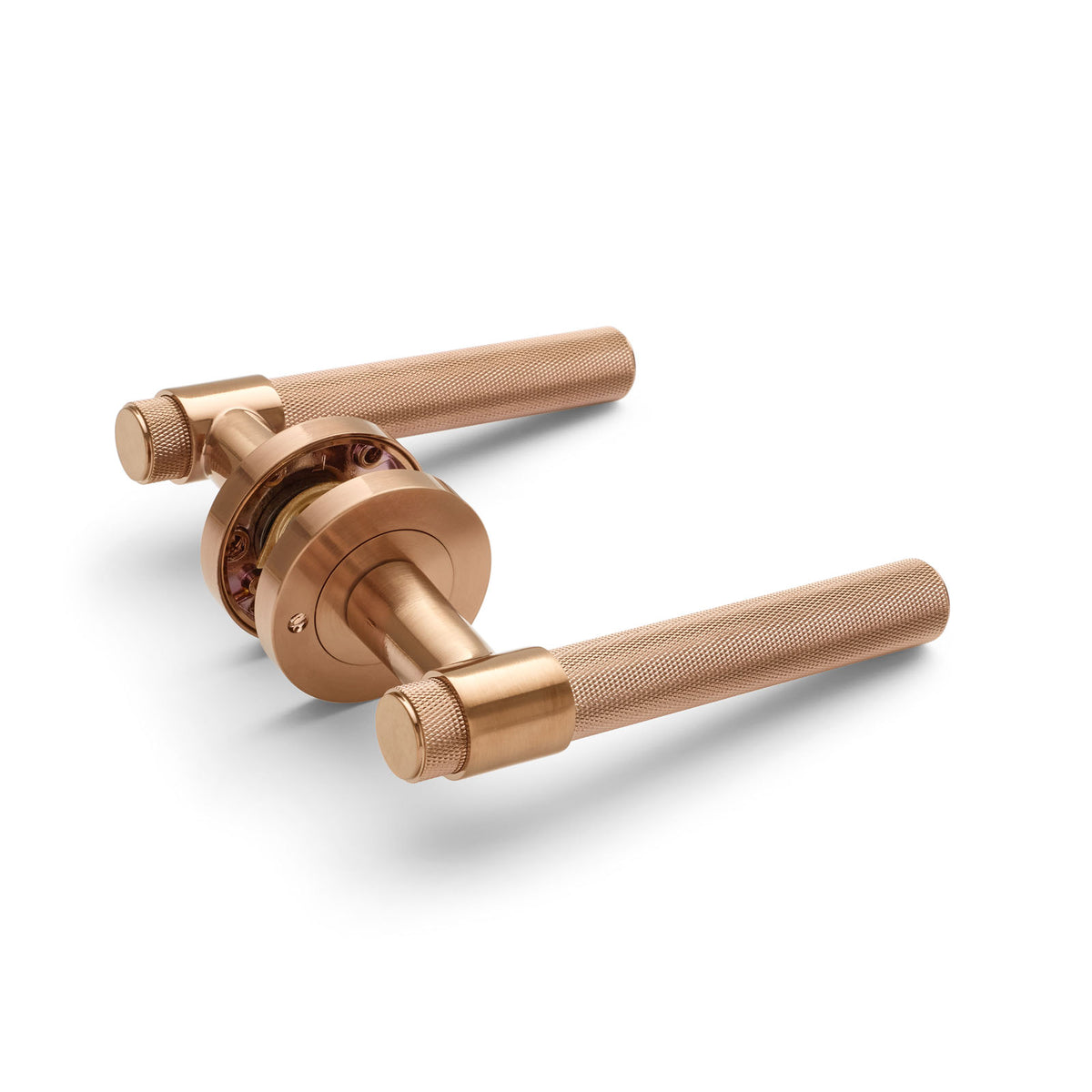Brushed Copper Knurled Privacy Door Handle - Rosedale