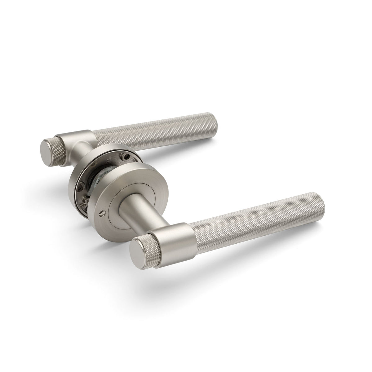 Brushed Nickel Knurled Privacy Door Handle - Rosedale