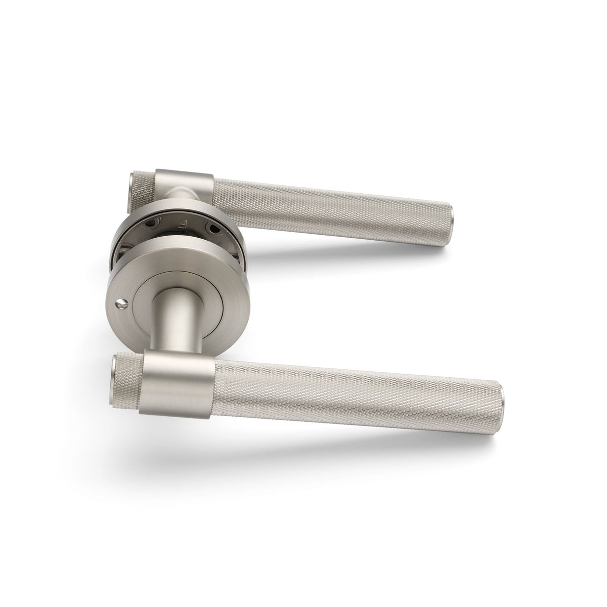 Brushed Nickel Knurled Privacy Door Handle - Rosedale