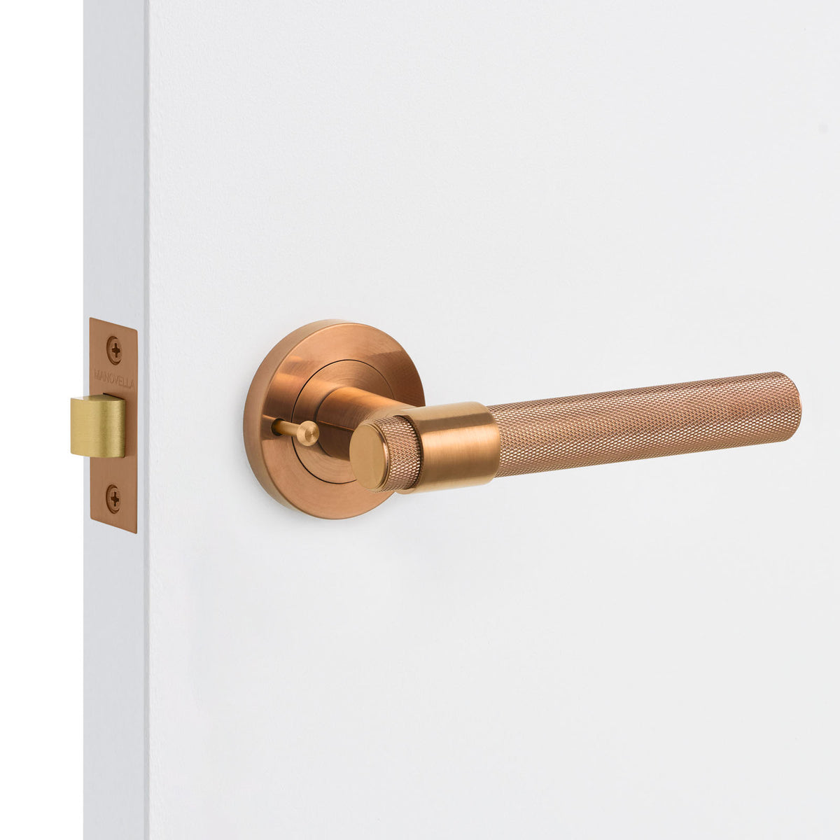 Brushed Copper Knurled Privacy Door Handle - Rosedale