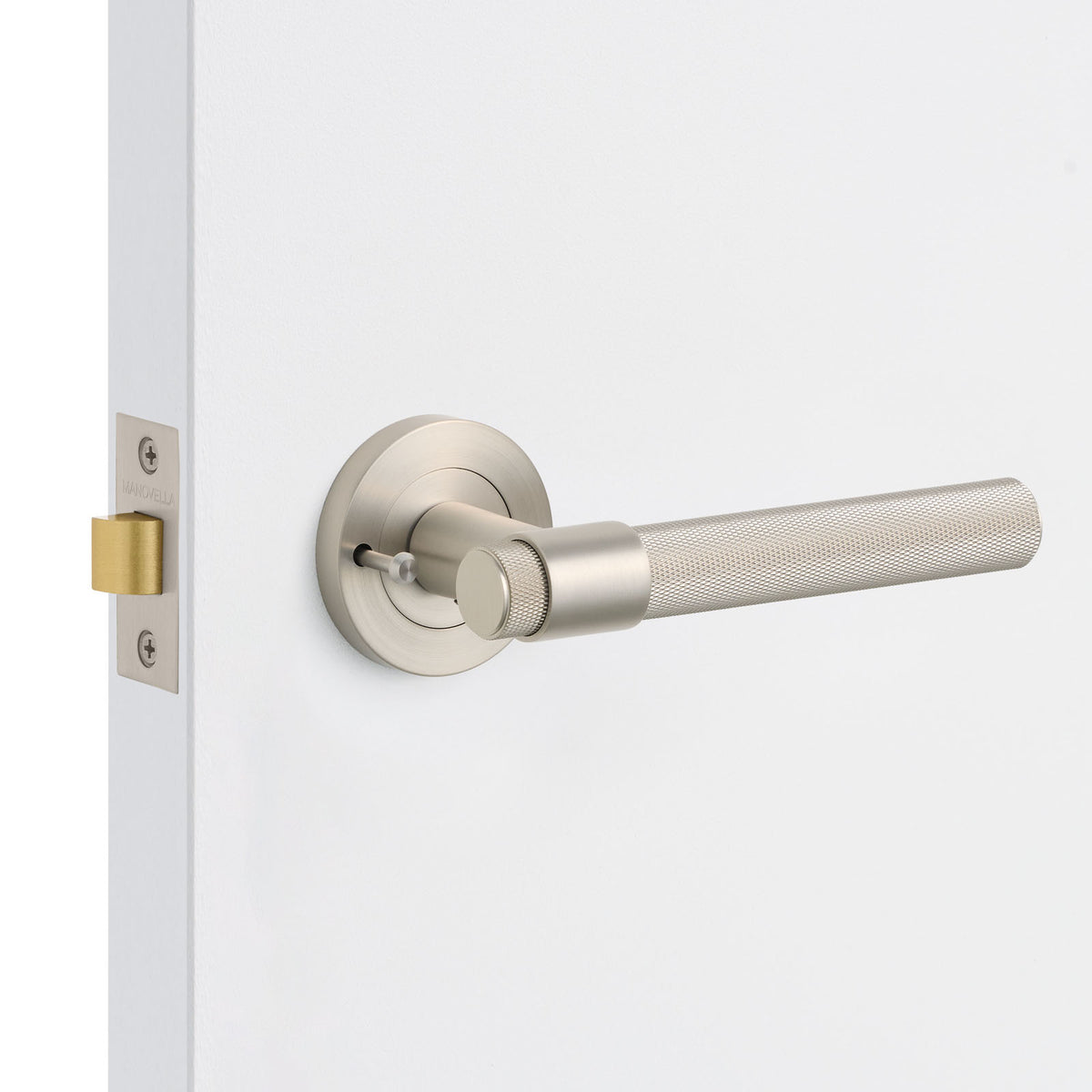 Brushed Nickel Knurled Privacy Door Handle - Rosedale