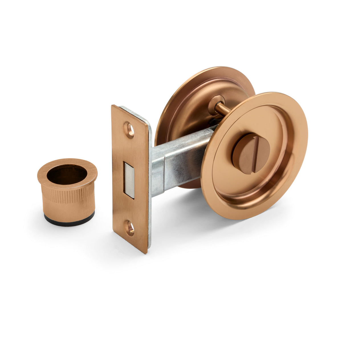 Brushed Copper Round Sliding Cavity Privacy Lock