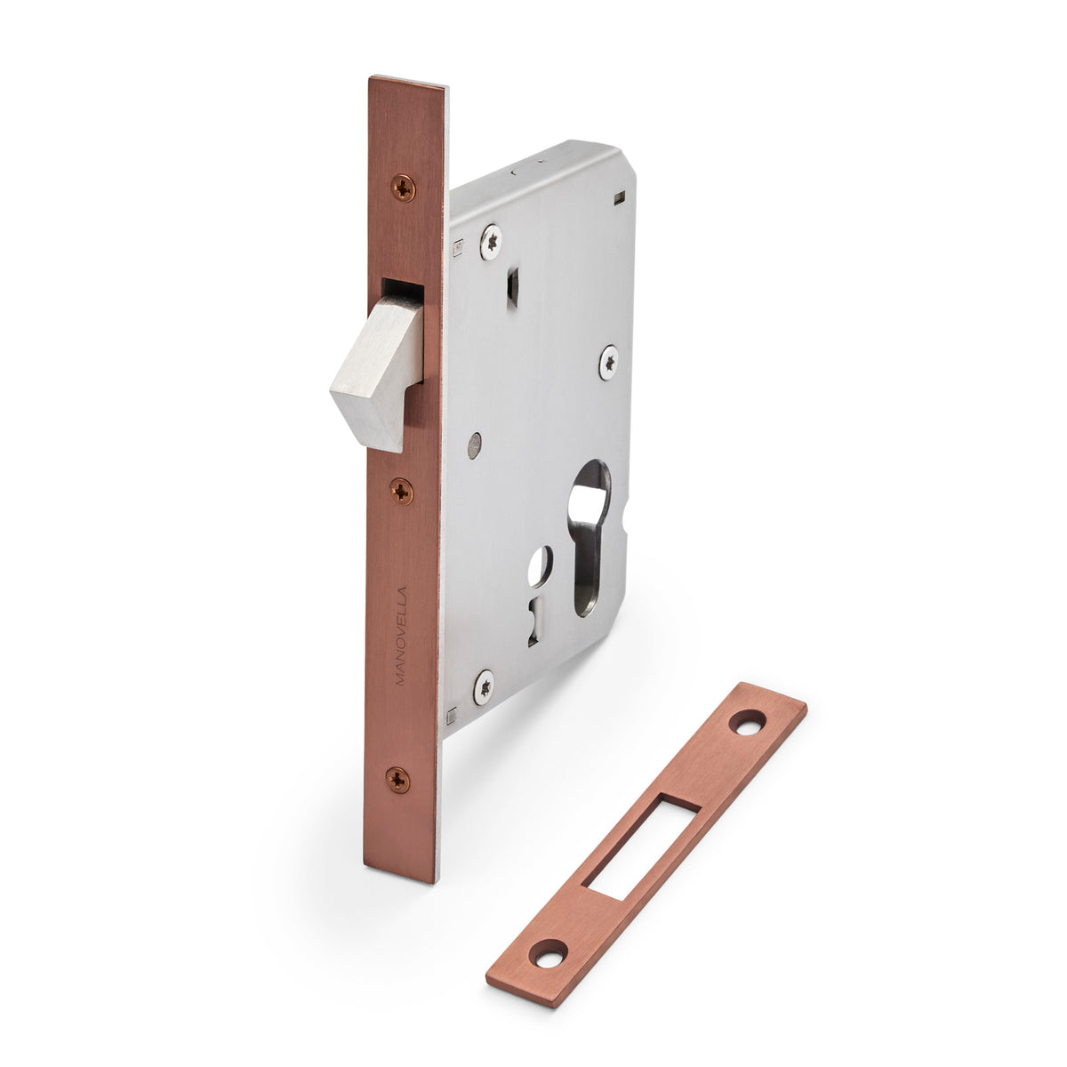 Sienna Bronze Euro Sliding Door Mortice Lock 316SS (60mm Backset)