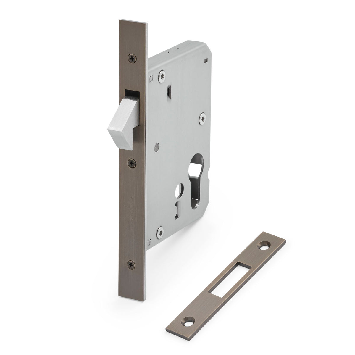 Aged Brass Euro Sliding Door Mortice Lock 316SSS (60mm Backset)