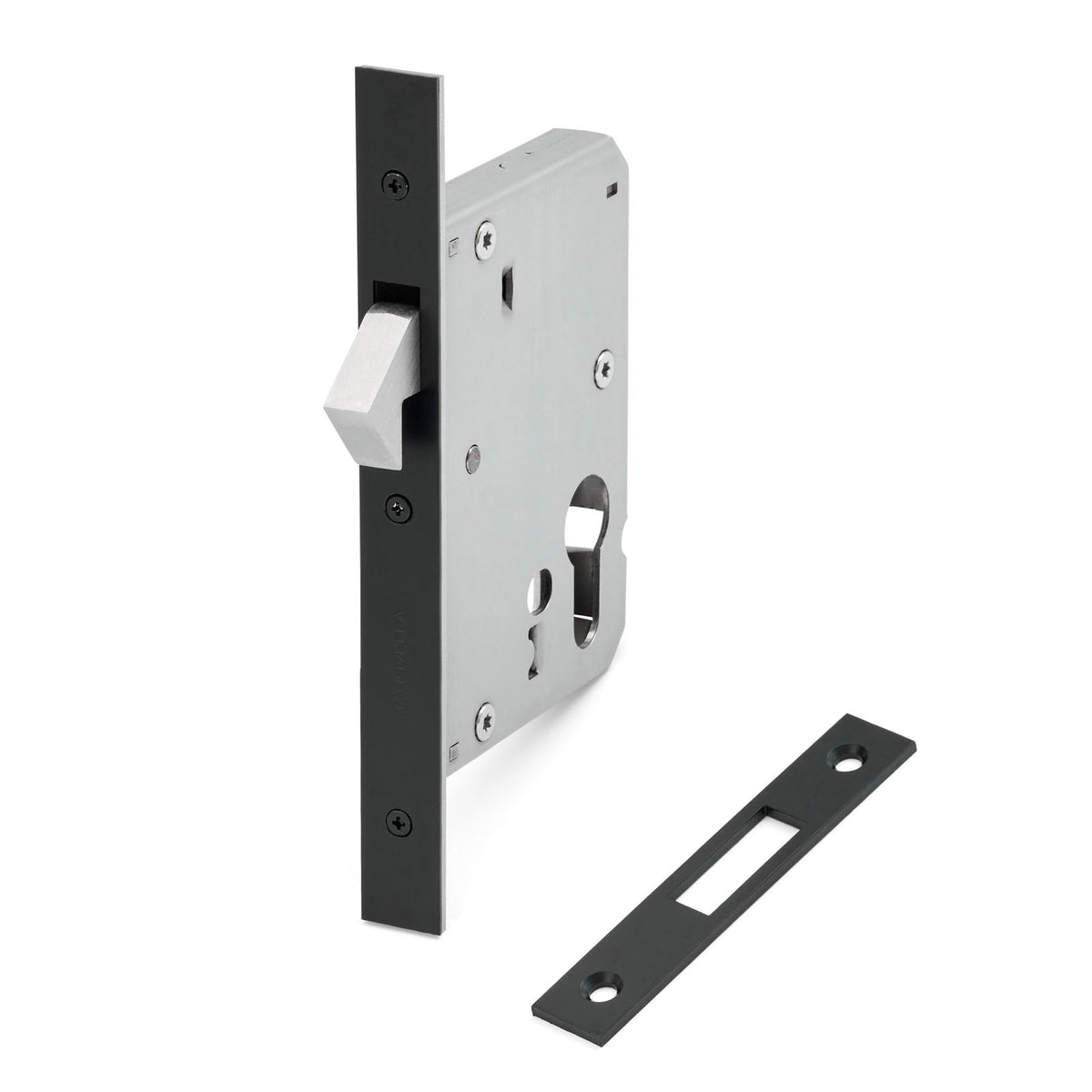 Matt Black Euro Sliding Door Mortice Lock 316SSS (60mm Backset)