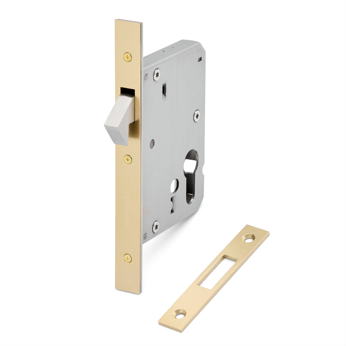 Satin Brass Euro Sliding Door Mortice Lock 316SSS (60mm Backset)