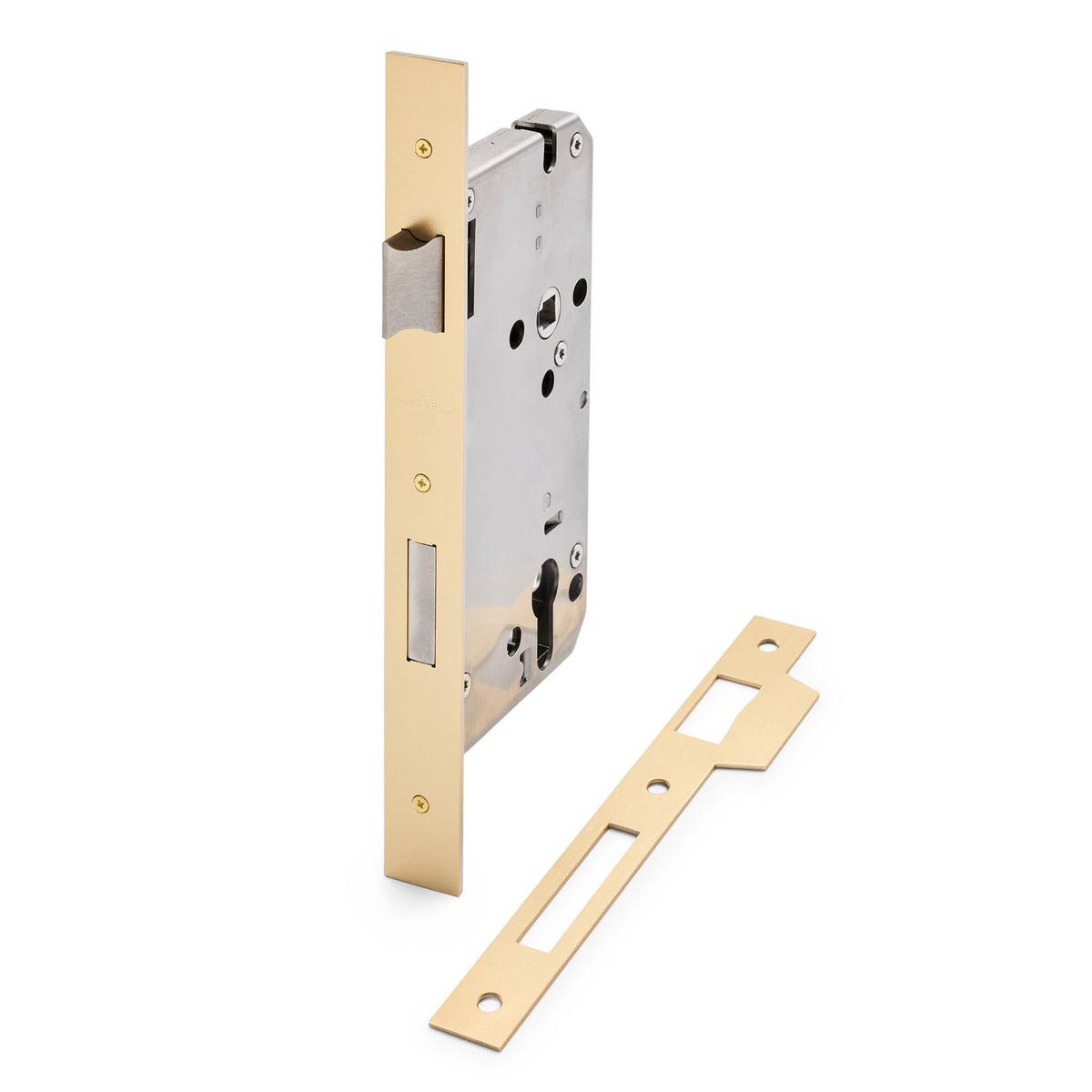 Satin Brass Euro Mortice Lock 316SSS (85mm Pitch 60mm Backset)