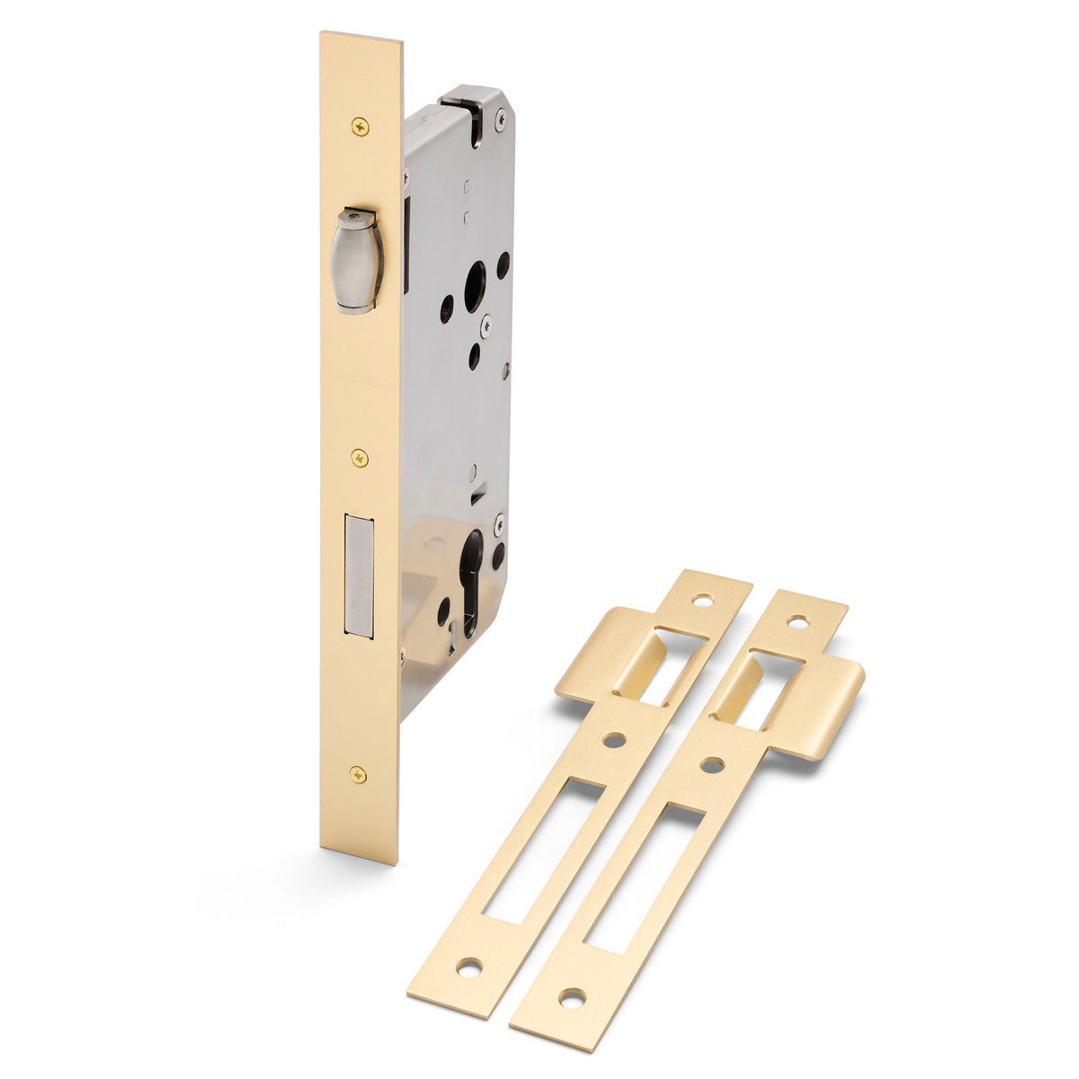 Satin Brass Euro Roller Mortice Lock 316SS (85mm Pitch 60mm Backset)
