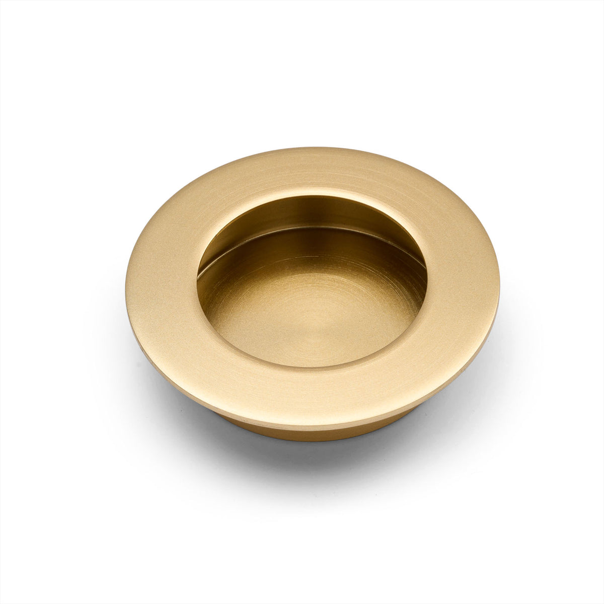 Satin Brass Sliding Door Round Flush Pull 65mm