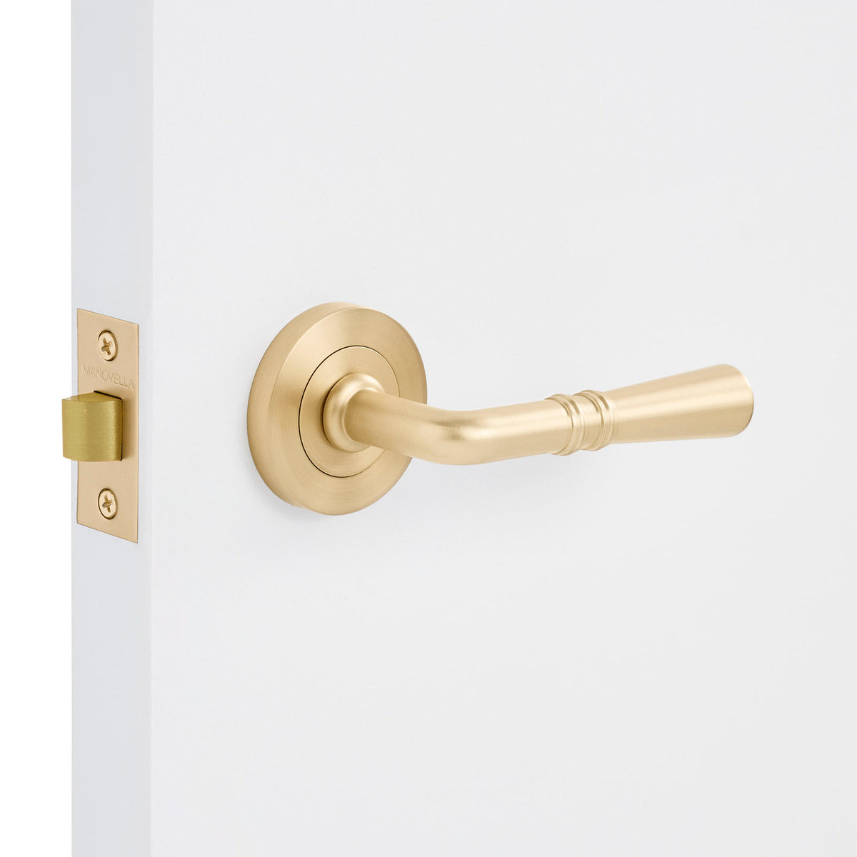 Satin Brass Passage Door Handle - Lexton