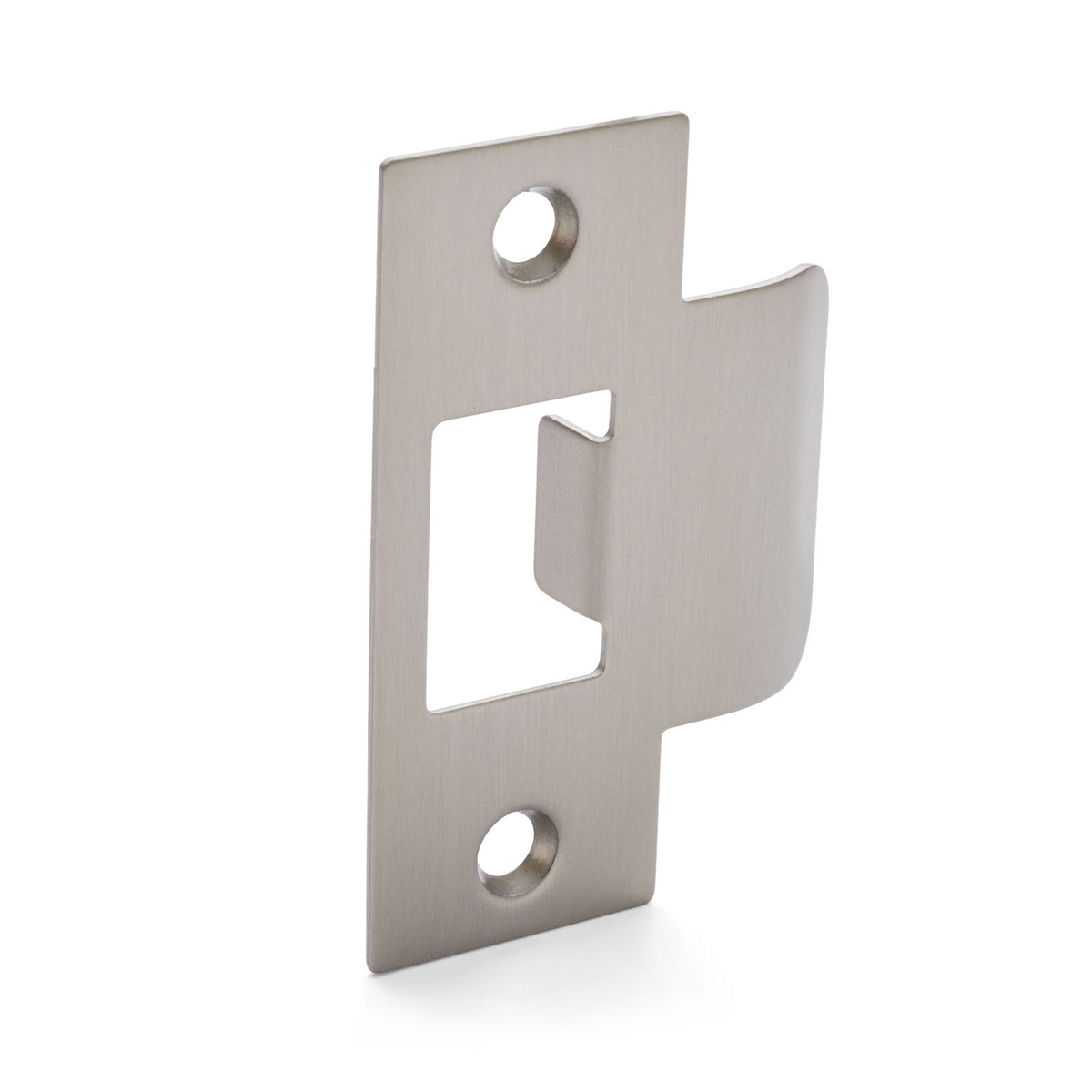 Metallic door handle on a white background