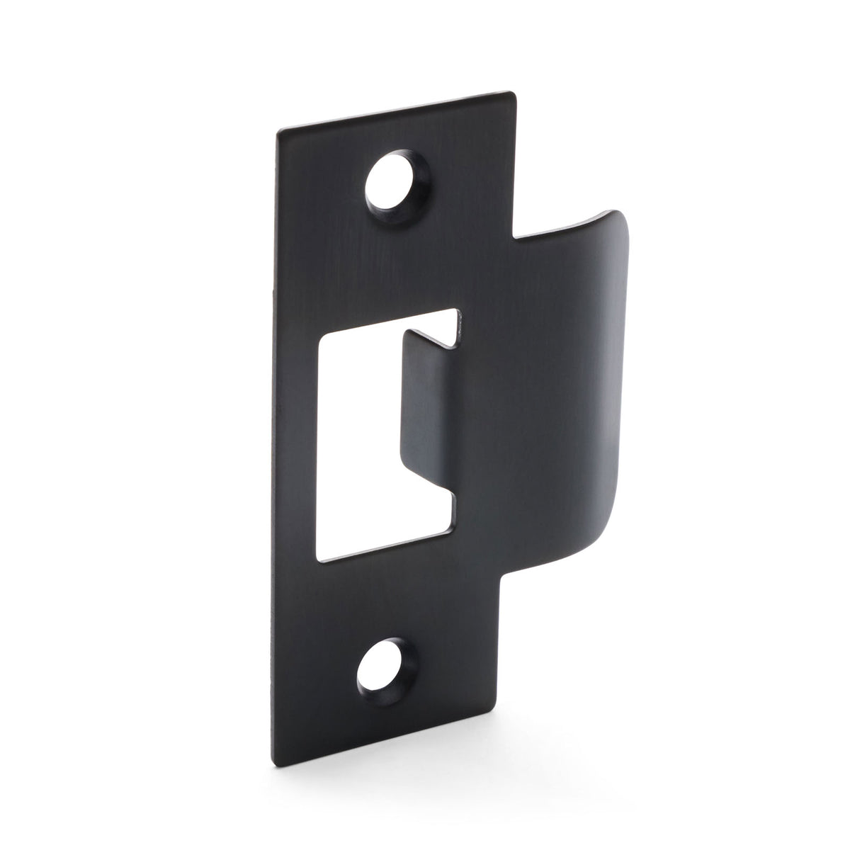 Black metal bracket on a white background