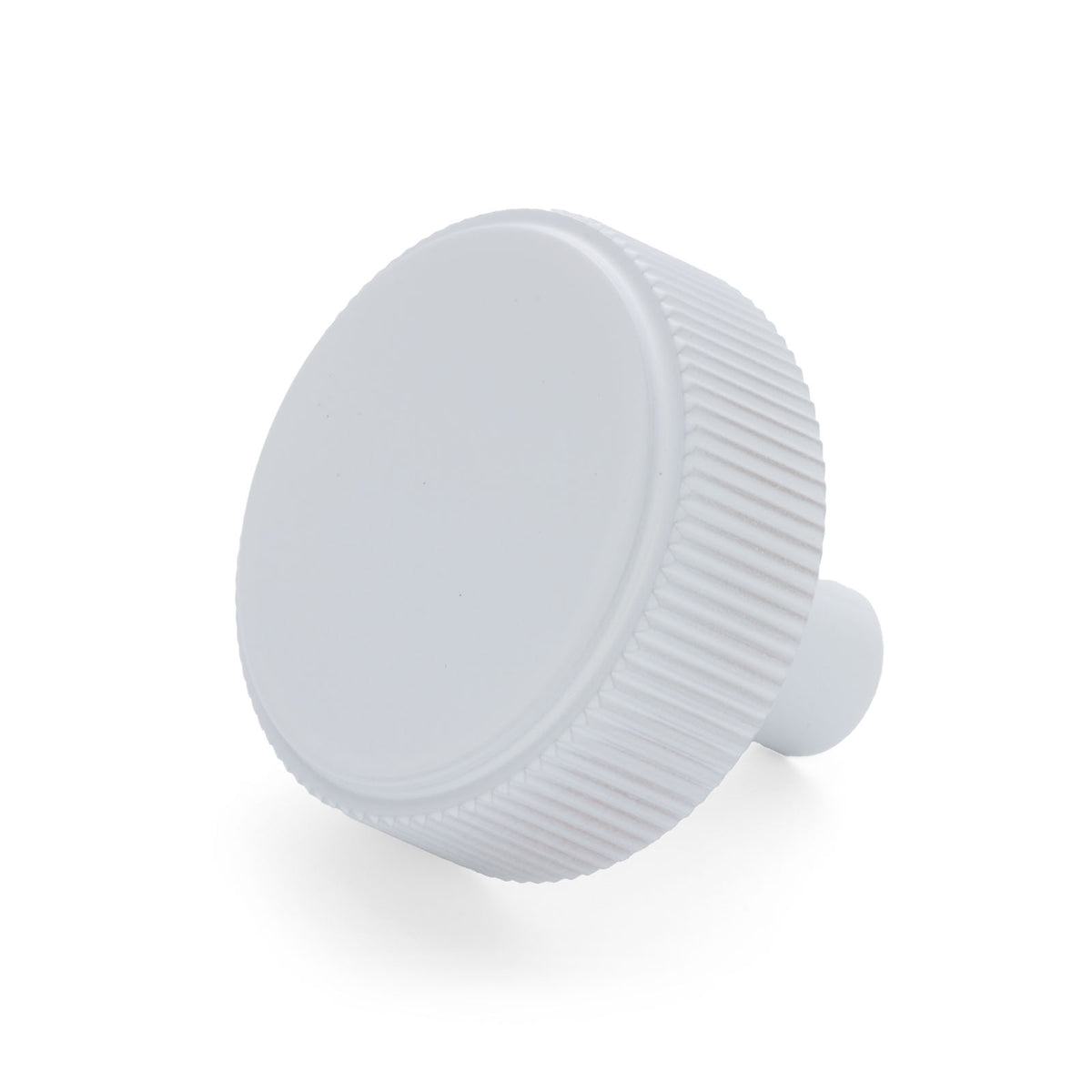 White Round Fluted Cabinet Knob - Artemis