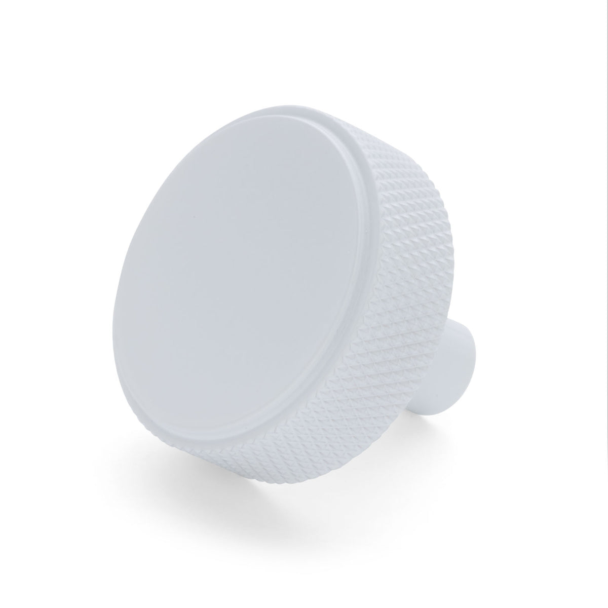 White Round Knurled Cabinet Knob - Octavia