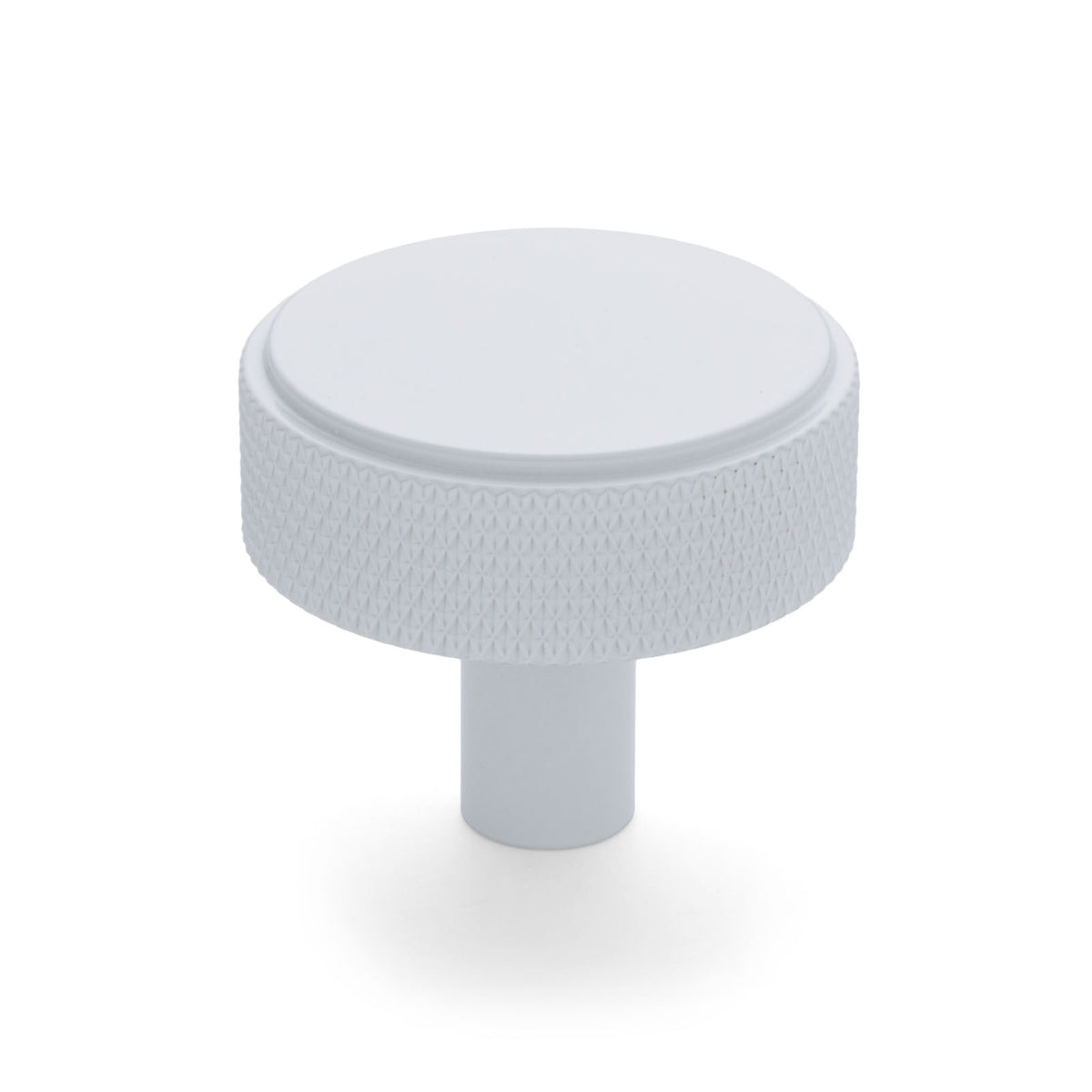 White Round Knurled Cabinet Knob - Octavia
