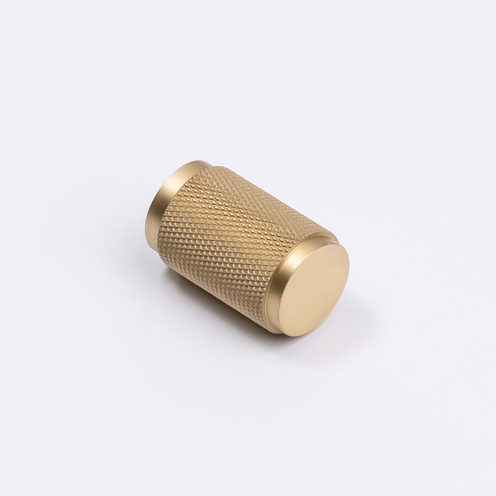 Modern Flat-End Cylinder Brushed Brass Cabinet Knob + Reviews
