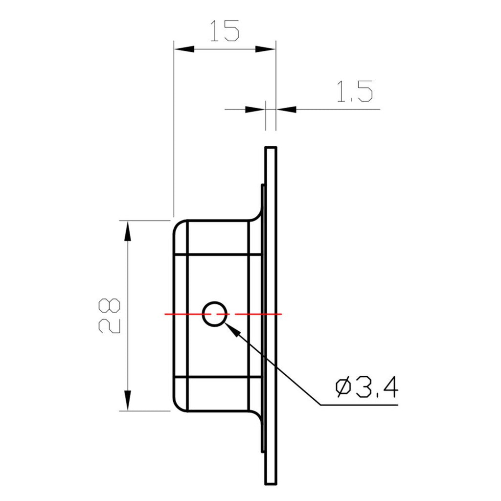 Birdeye view line drawing of Matt 150mm x 50mm flush pull